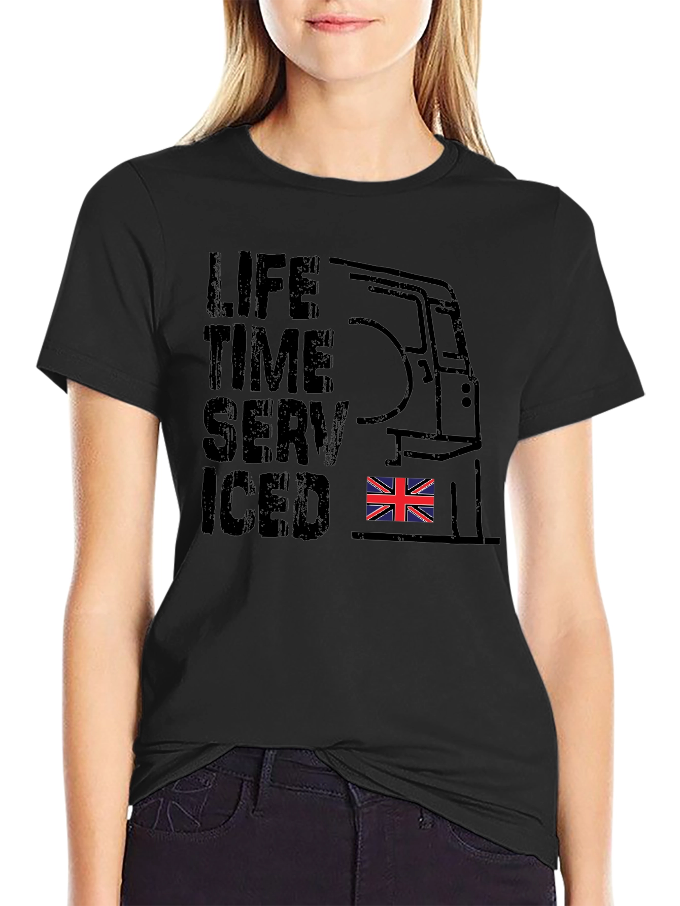 Lifetime Serviced Union Jack Black T-Shirt