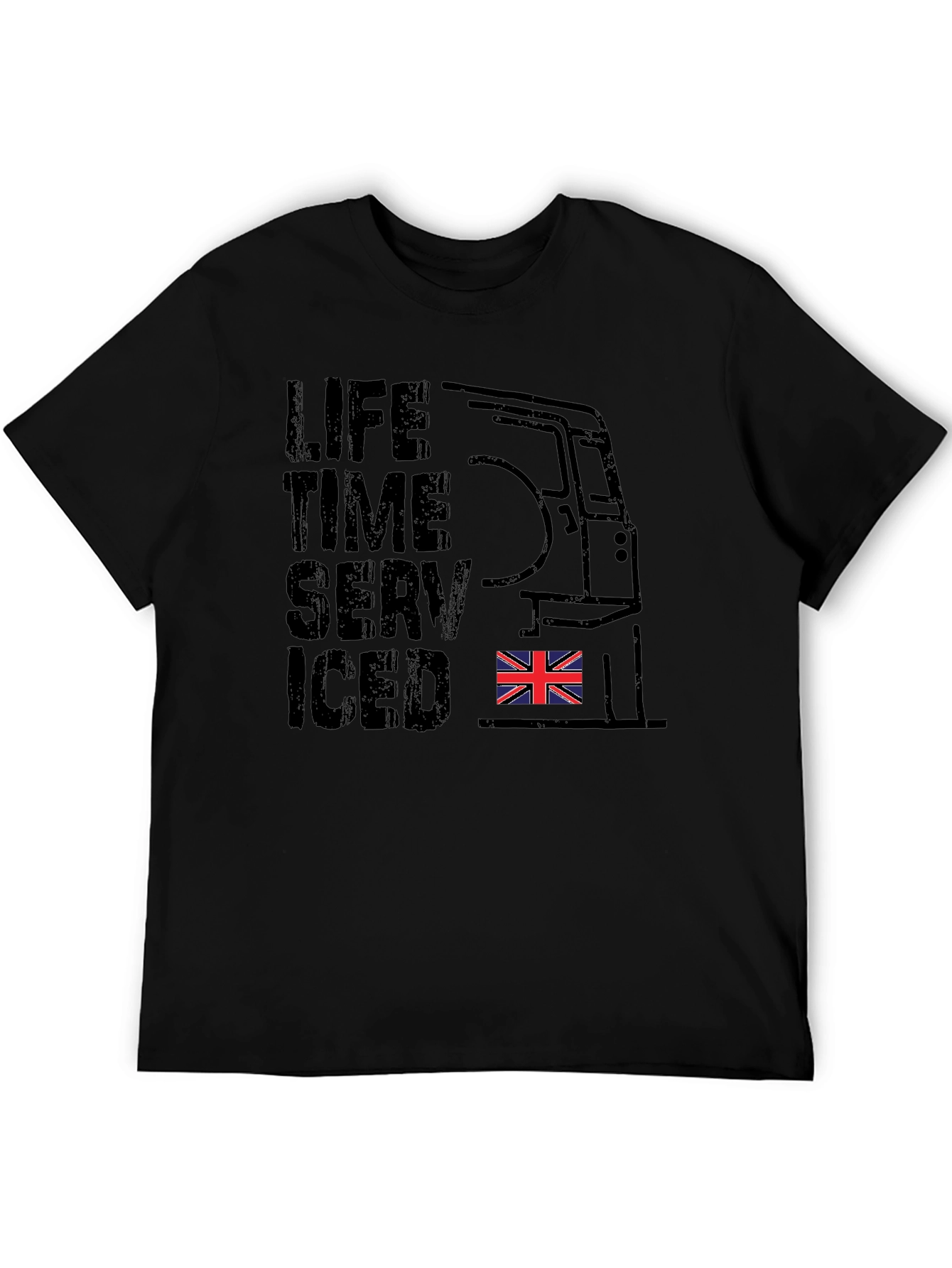 Lifetime Serviced Union Jack Black T-Shirt
