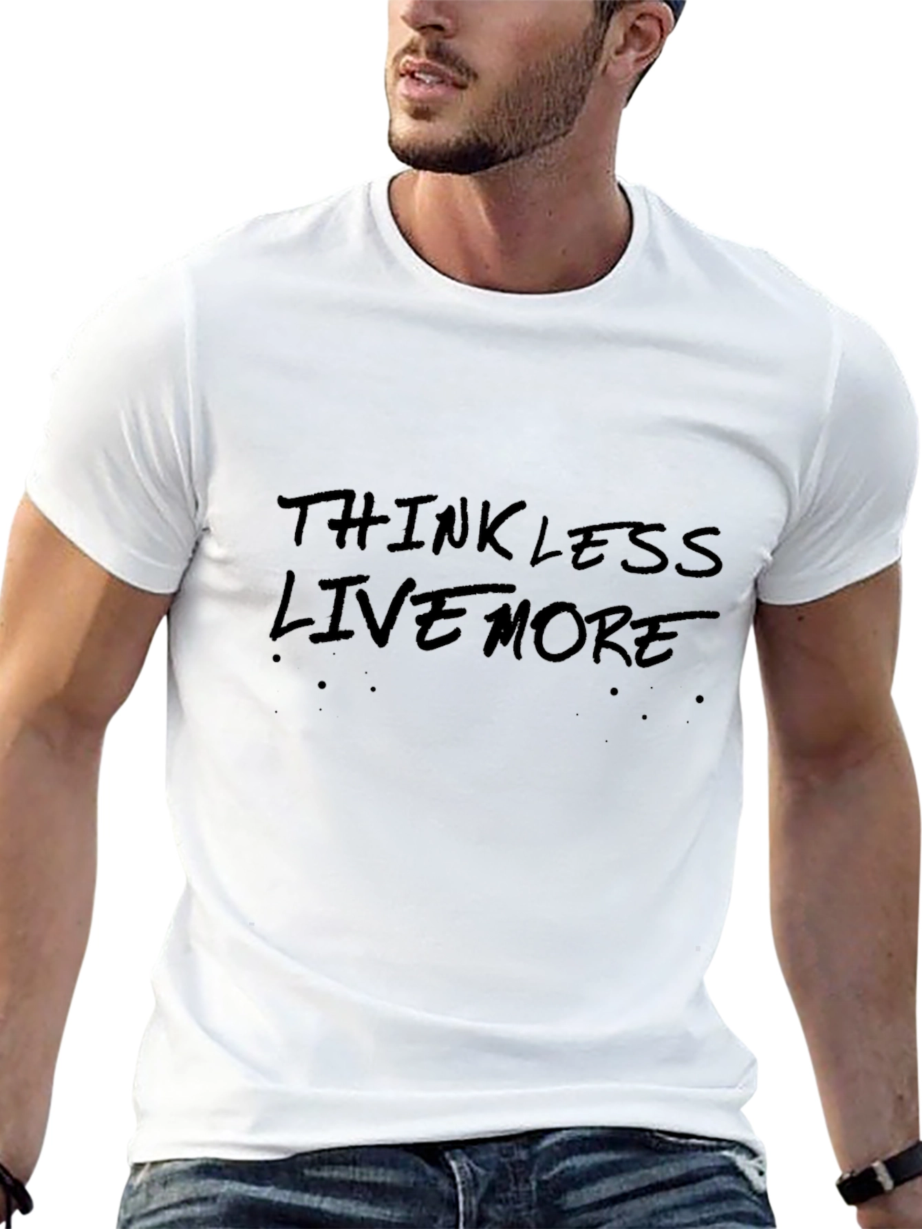 Think Less Live More Black Graphic Tee