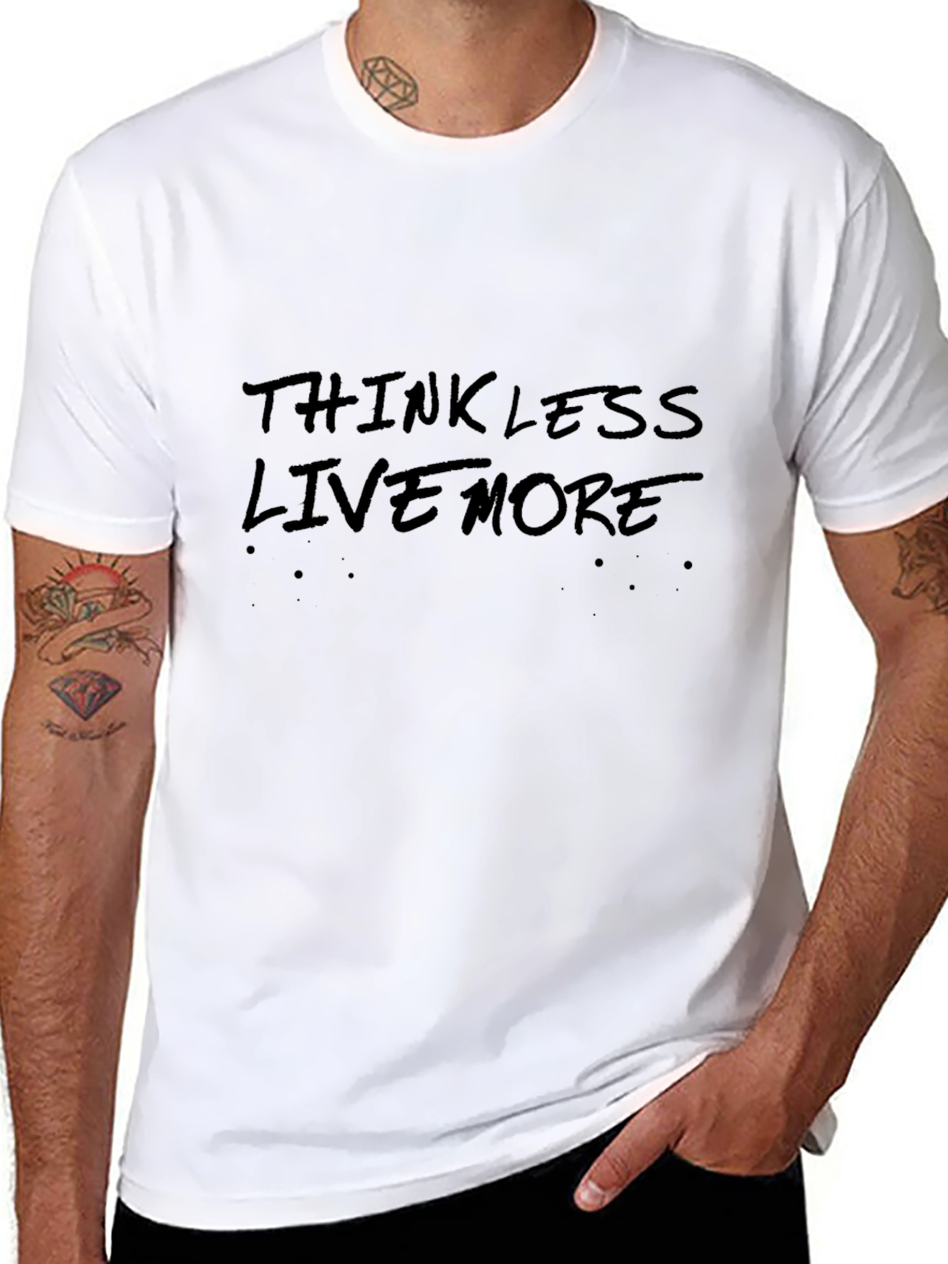 Think Less Live More Black Graphic Tee
