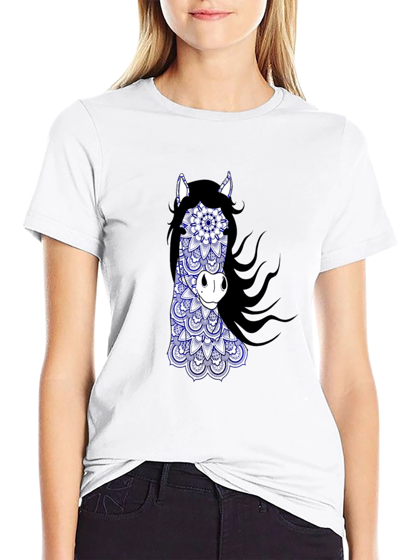 Horse Mandala Graphic Tee - Black