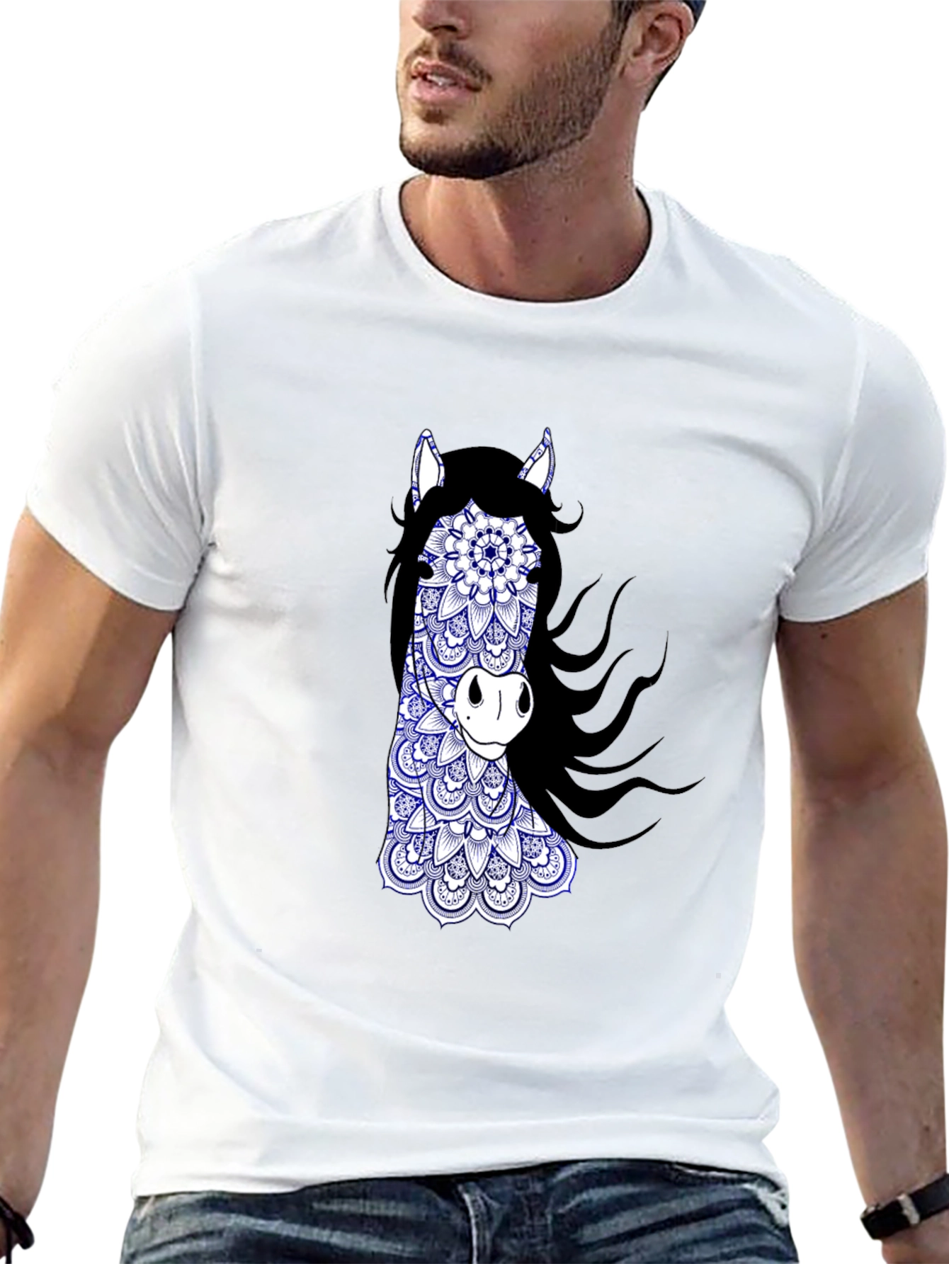 Horse Mandala Graphic Tee - Black