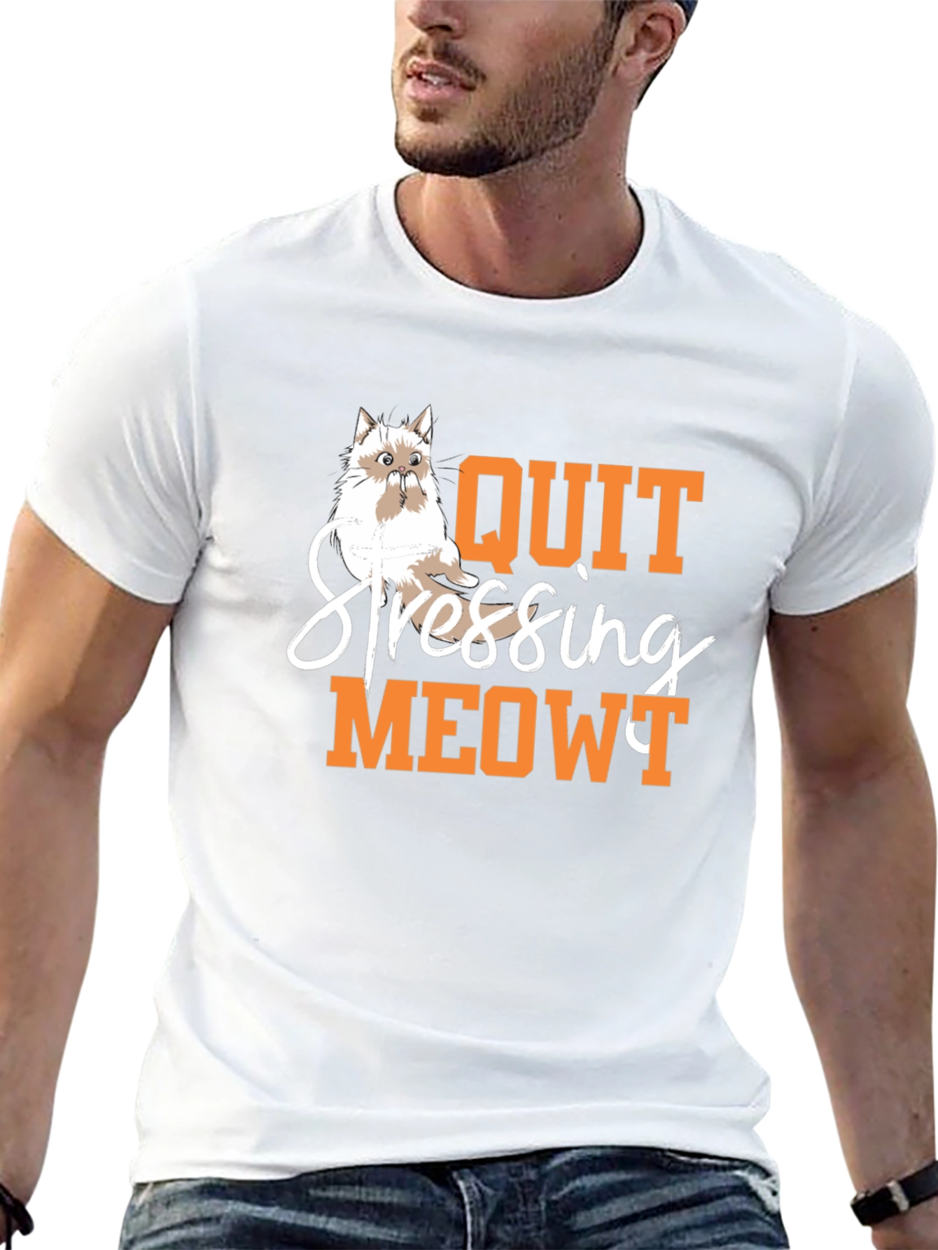 Quit Stressing Meowy T-Shirt - Cat Lover Tee