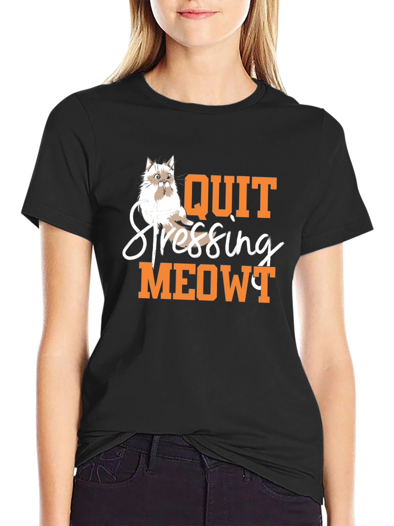 Quit Stressing Meowy T-Shirt - Cat Lover Tee