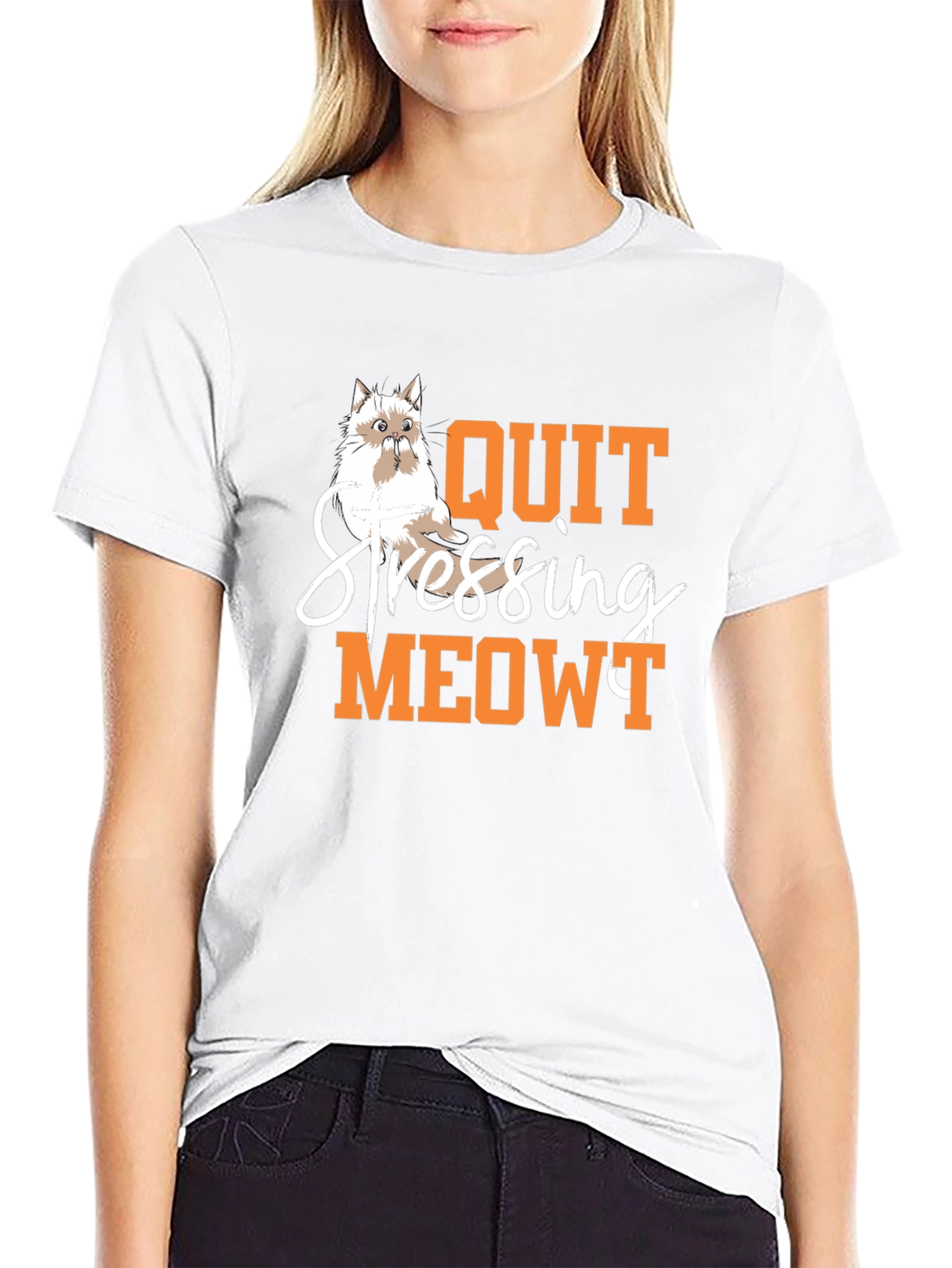 Quit Stressing Meowy T-Shirt - Cat Lover Tee