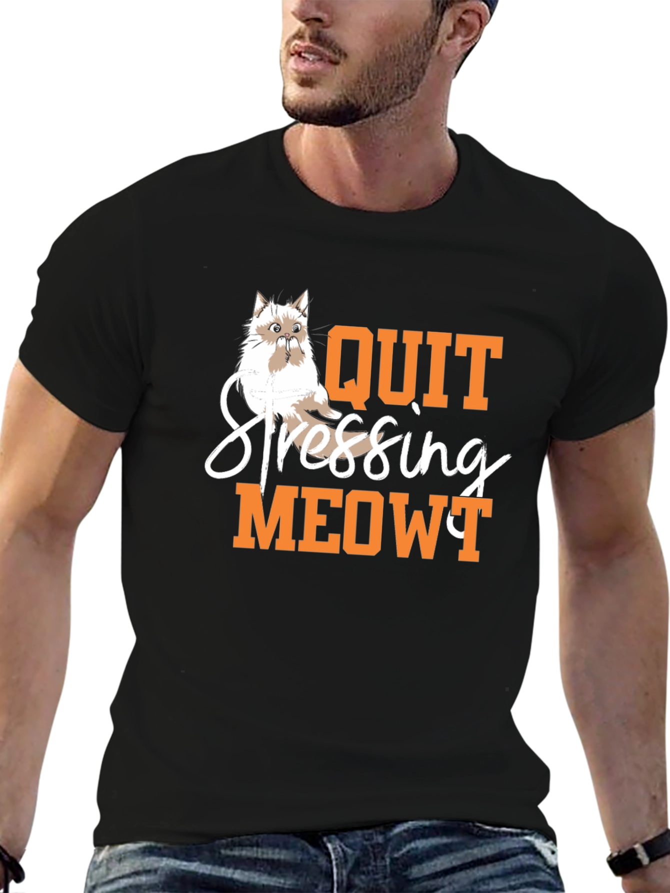 Quit Stressing Meowy T-Shirt - Cat Lover Tee