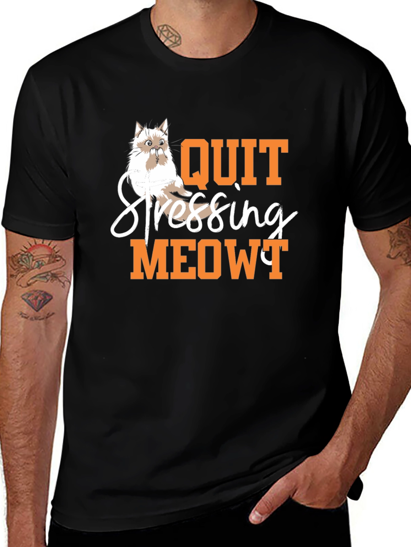 Quit Stressing Meowy T-Shirt - Cat Lover Tee
