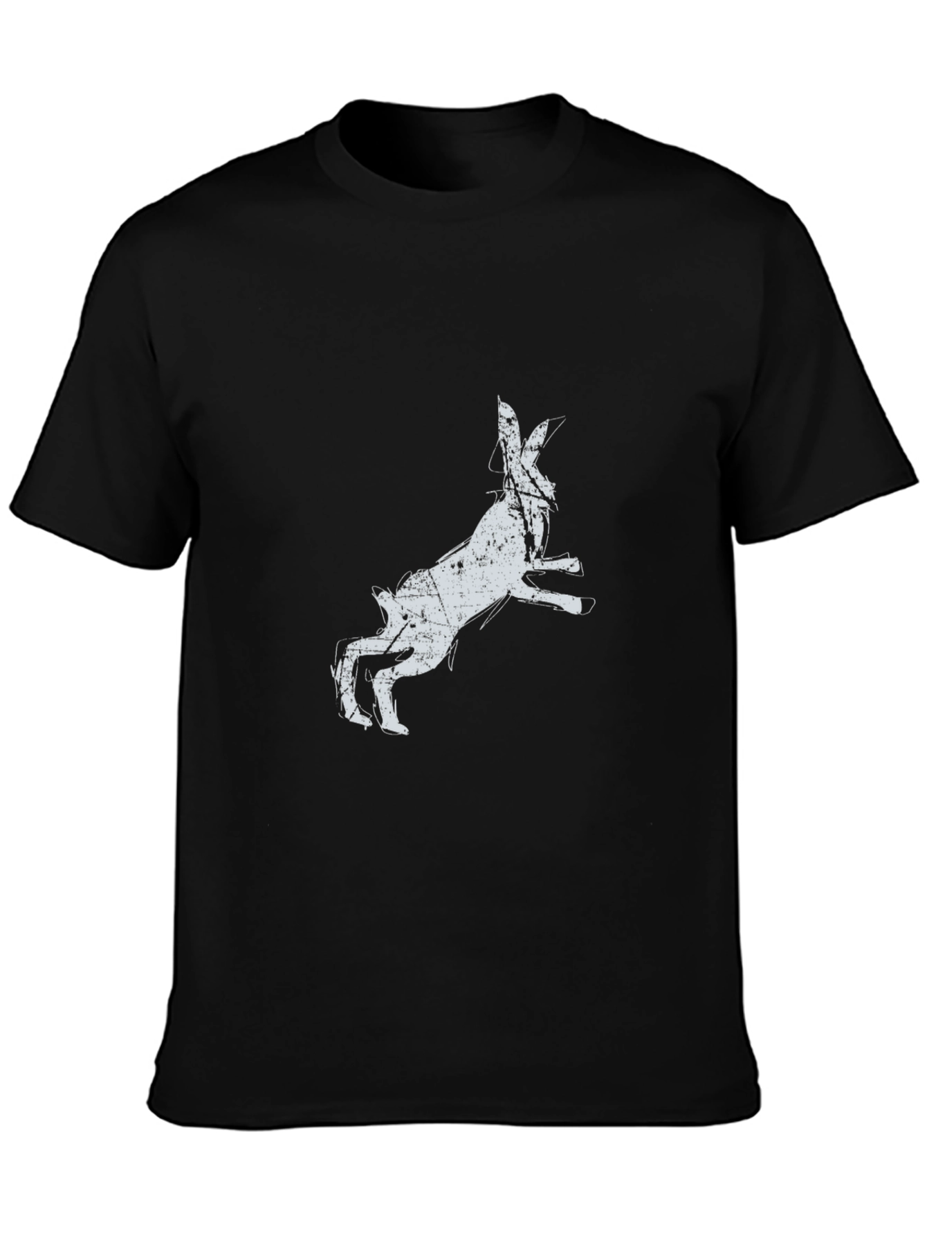 Rabbit Graphic Print Black T-Shirt