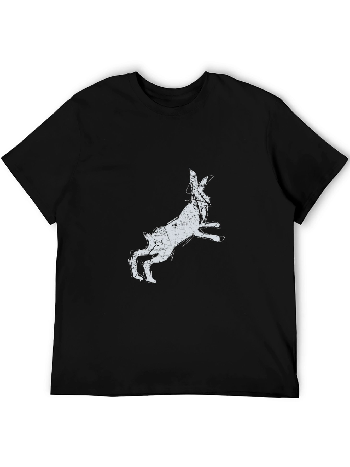 Rabbit Graphic Print Black T-Shirt