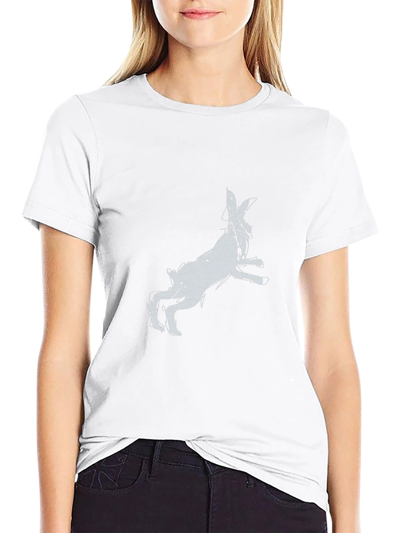 Rabbit Graphic Print Black T-Shirt