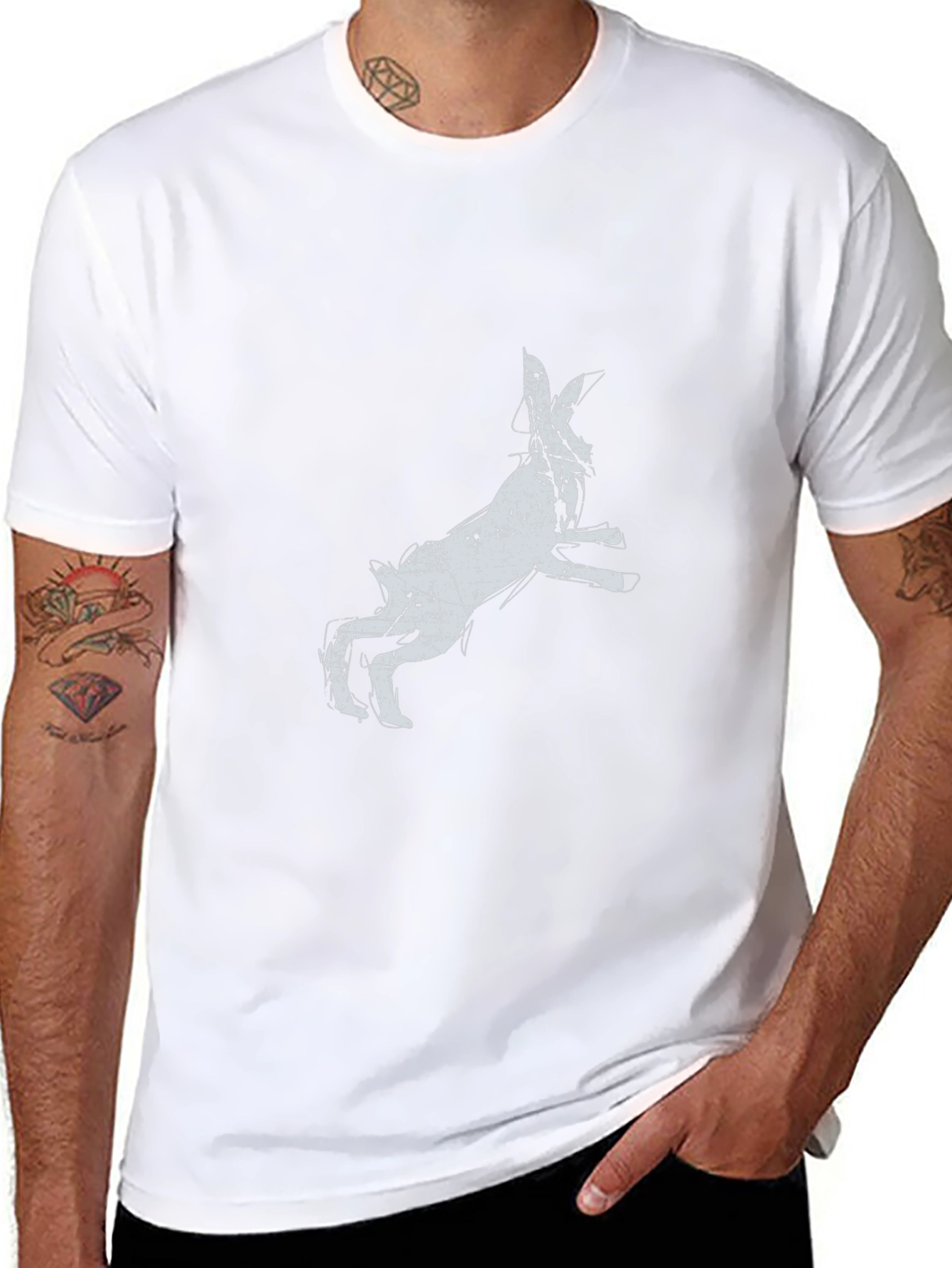 Rabbit Graphic Print Black T-Shirt