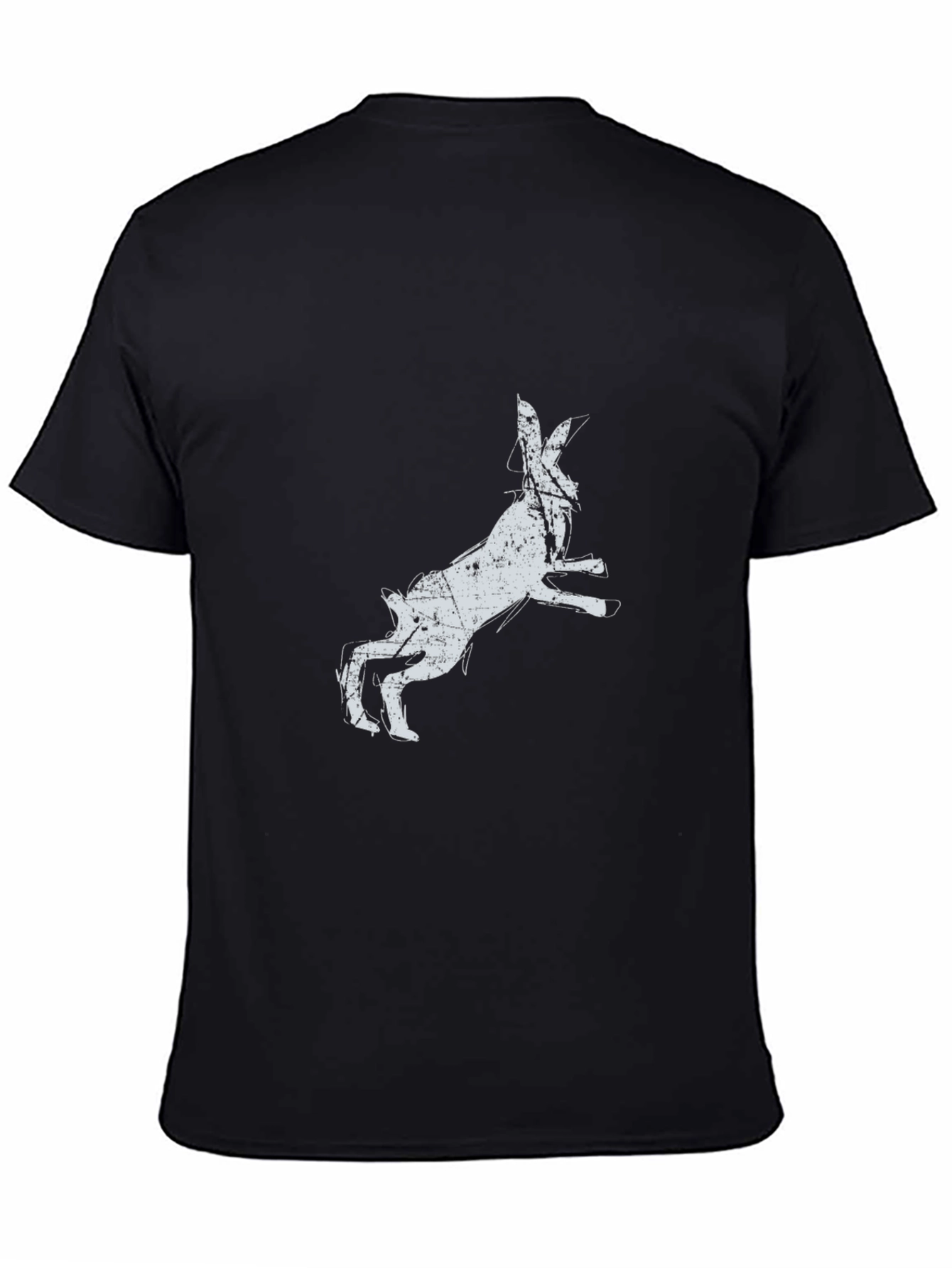 Rabbit Graphic Print Black T-Shirt