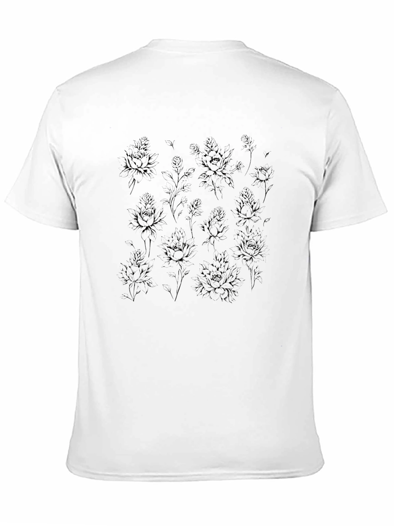 Black Floral Print Crew Neck T-Shirt