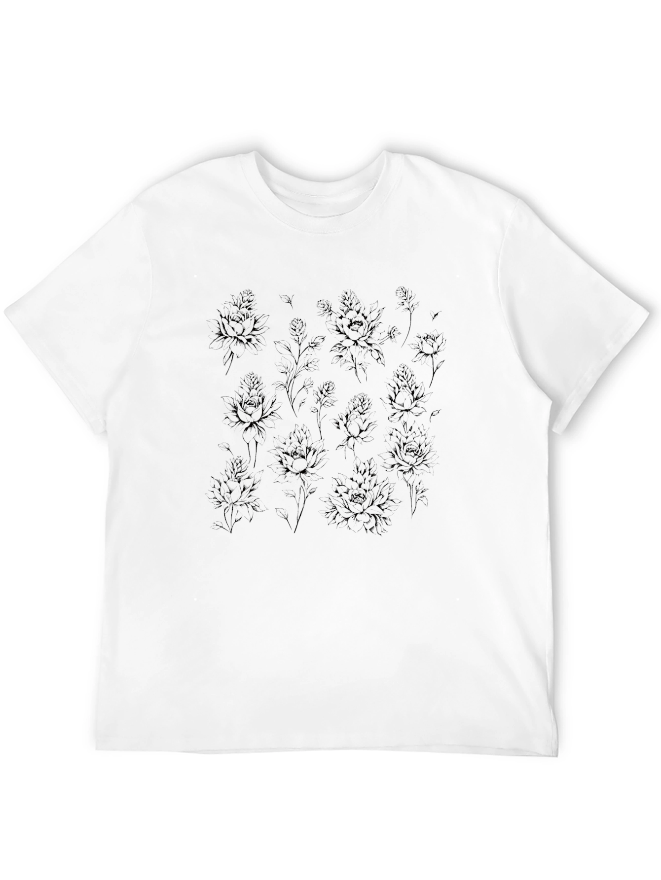 Black Floral Print Crew Neck T-Shirt