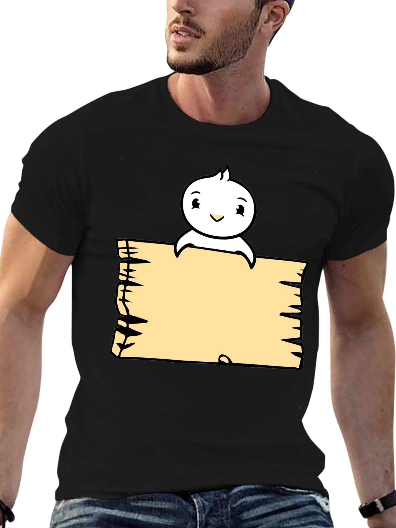 Cute Cartoon Character Black T-Shirt