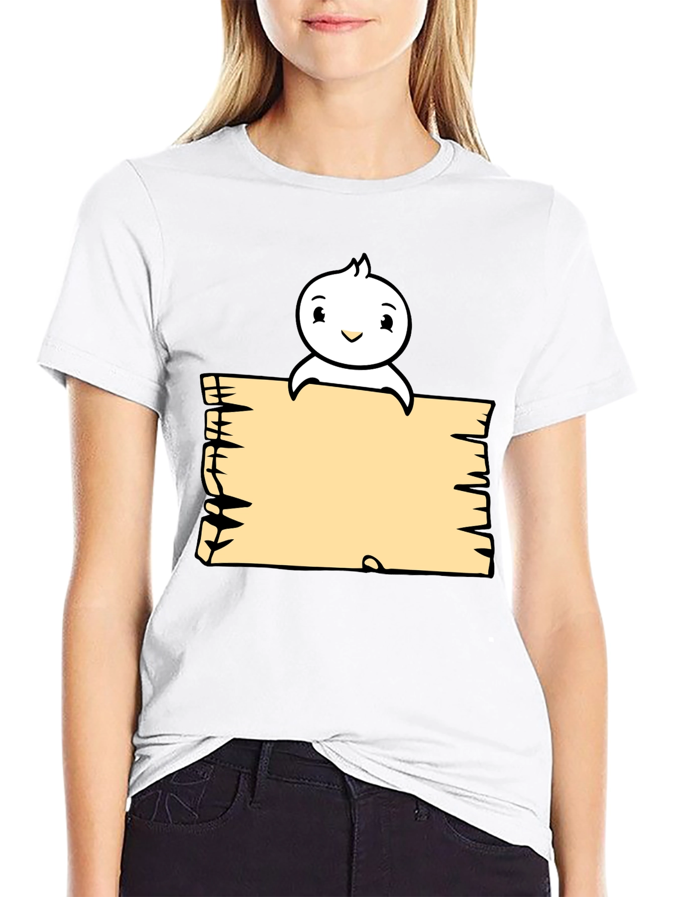 Cute Cartoon Character Black T-Shirt