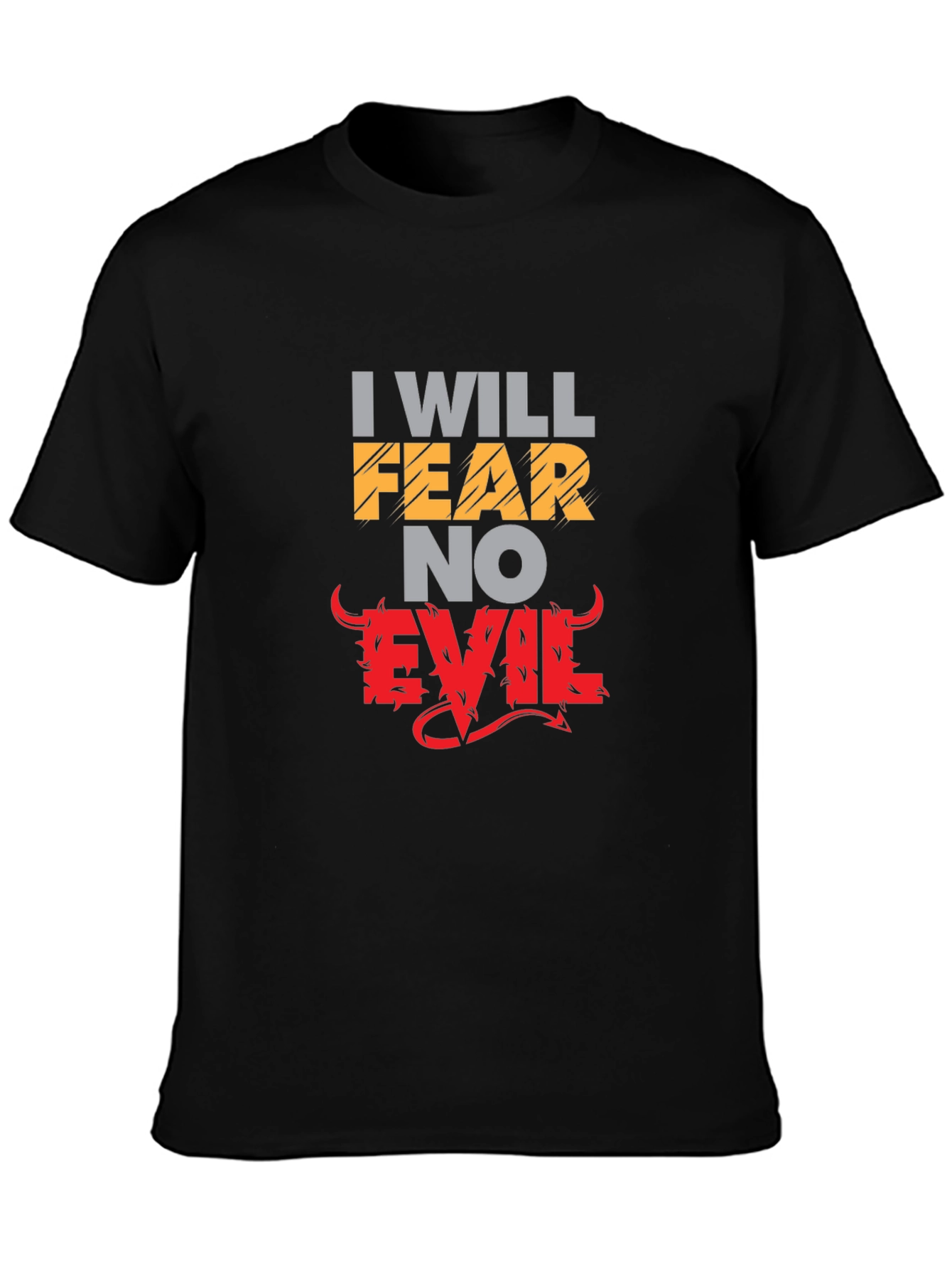 Fear No Evil Graphic Print Black Tee