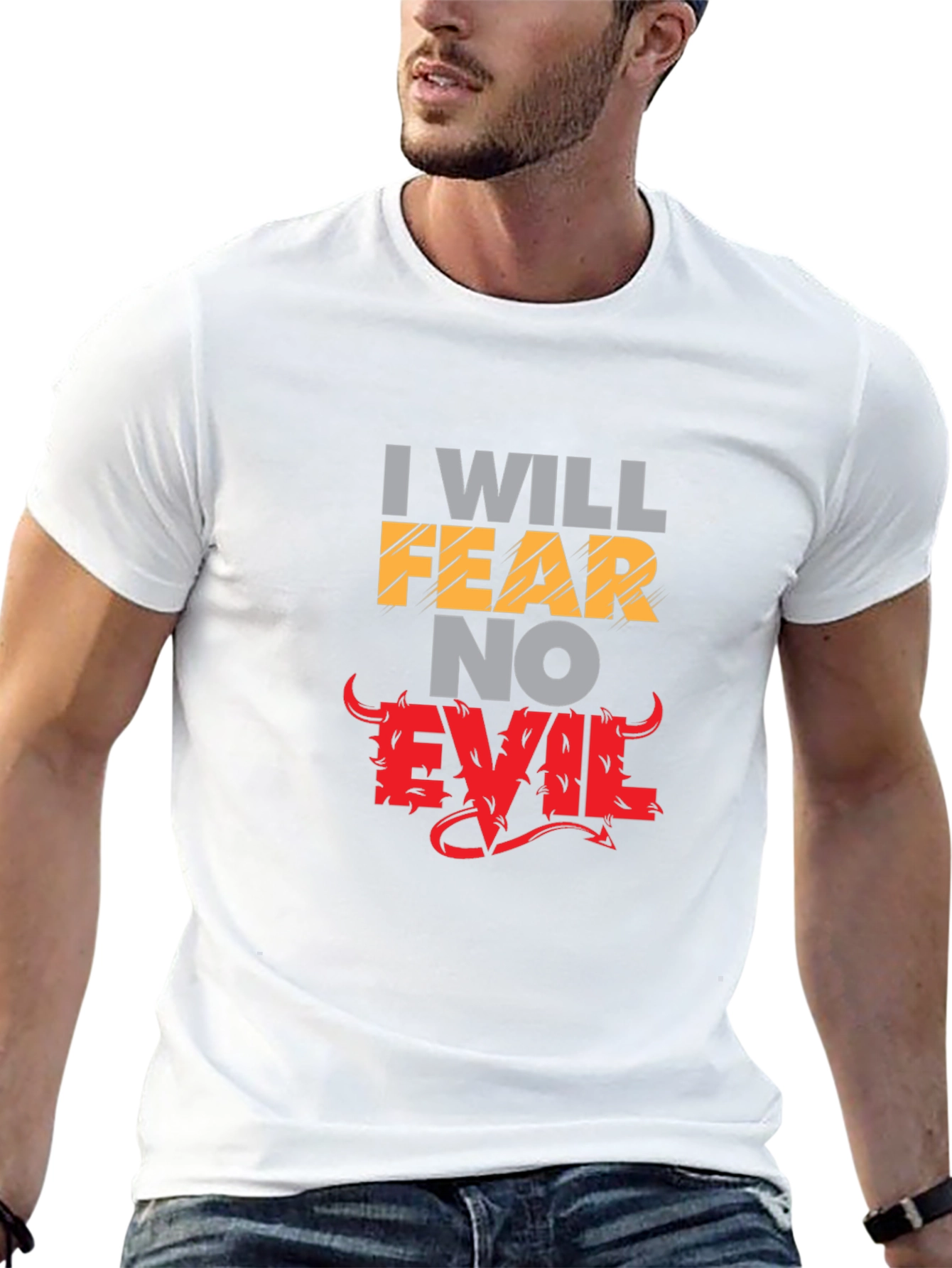 Fear No Evil Graphic Print Black Tee