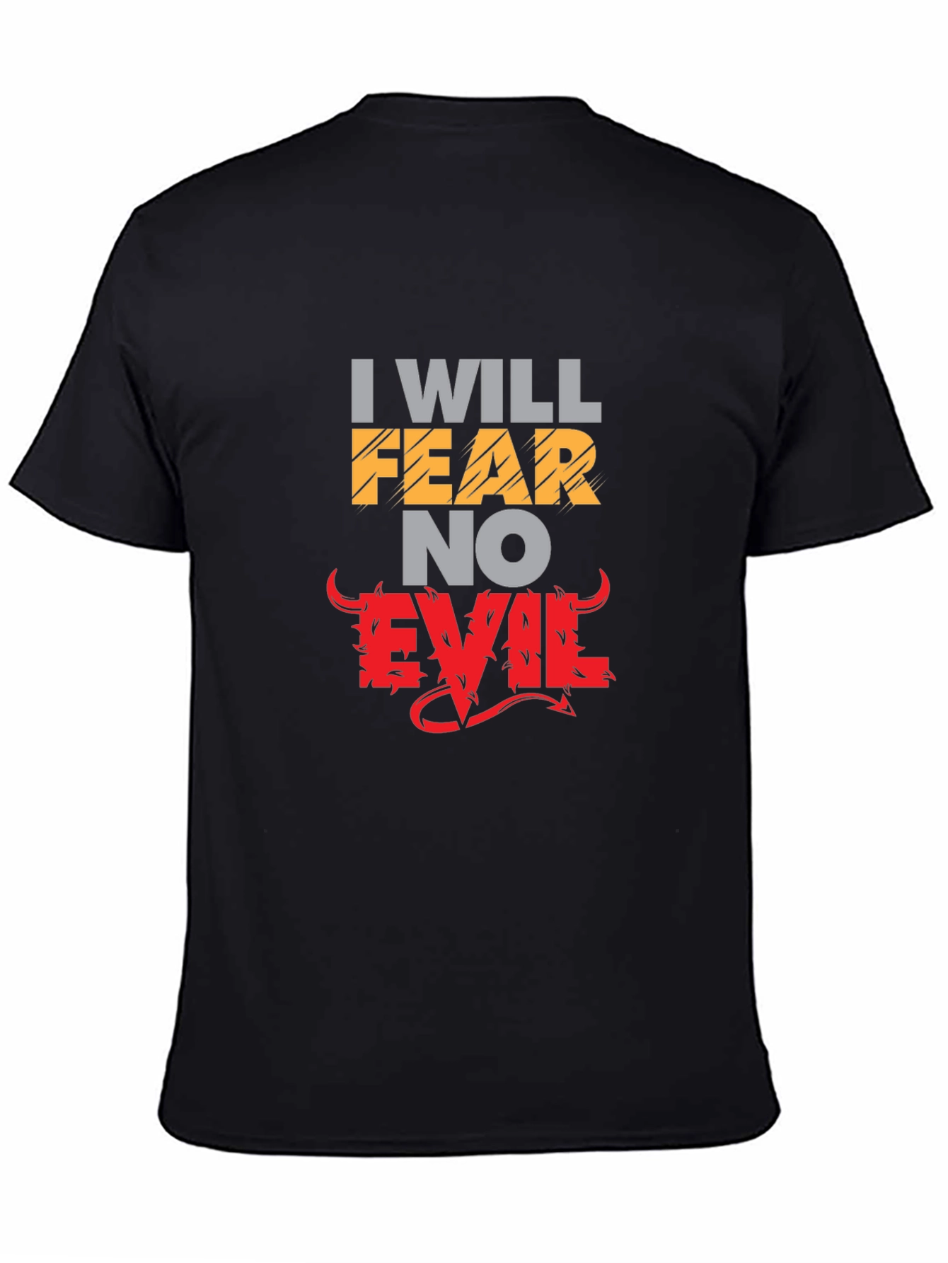 Fear No Evil Graphic Print Black Tee