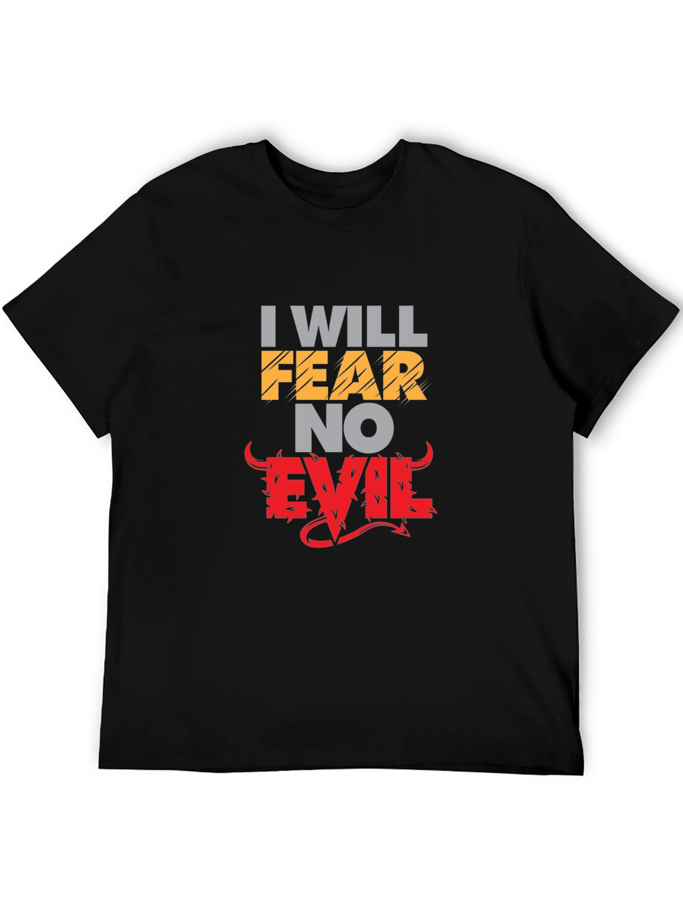 Fear No Evil Graphic Print Black Tee