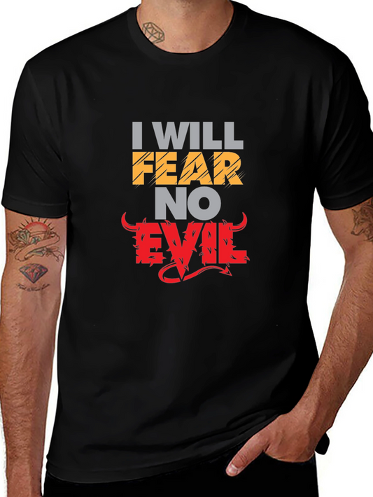 Fear No Evil Graphic Print Black Tee