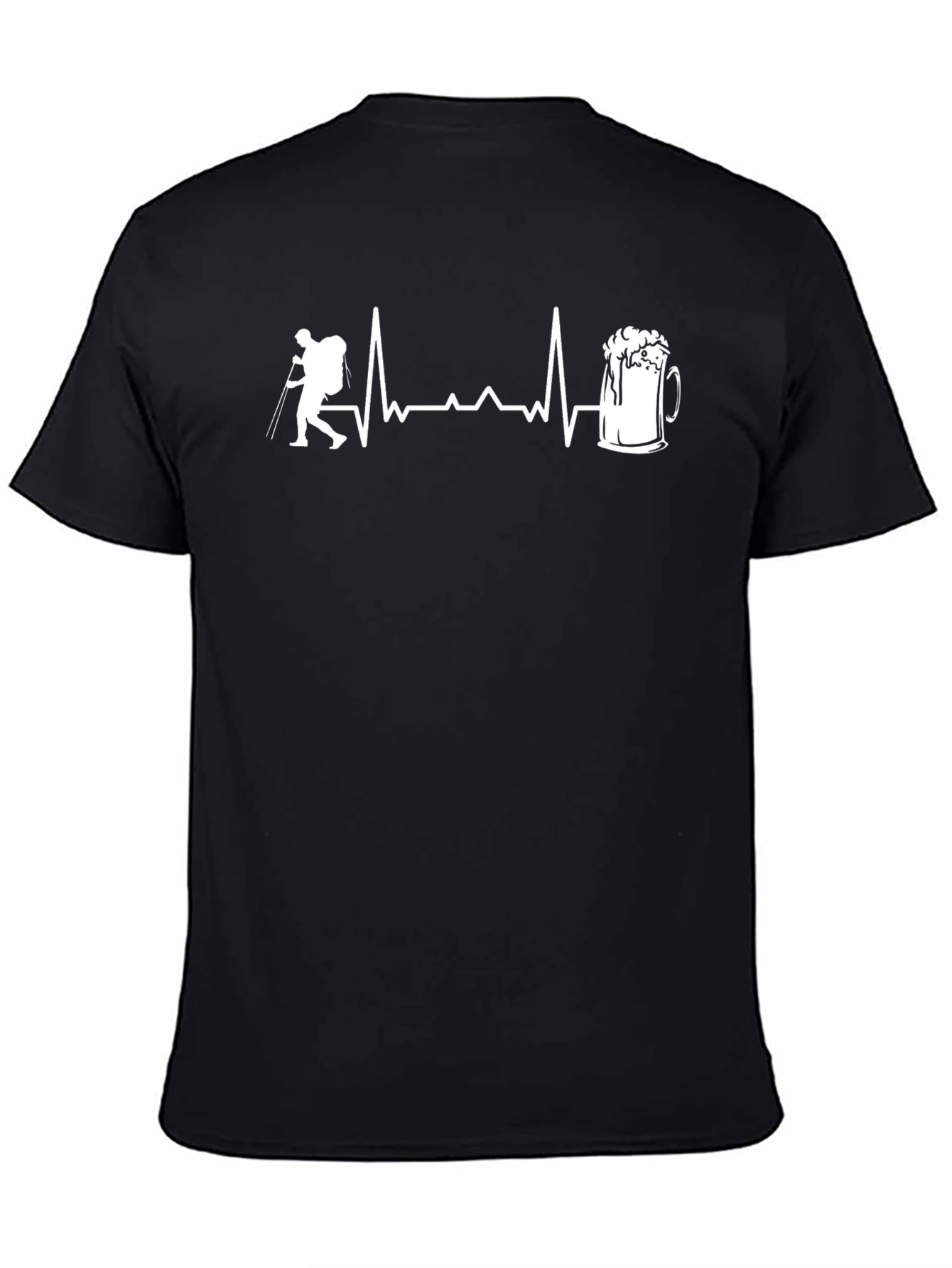 Hiker to Beer Heartbeat Black T-Shirt