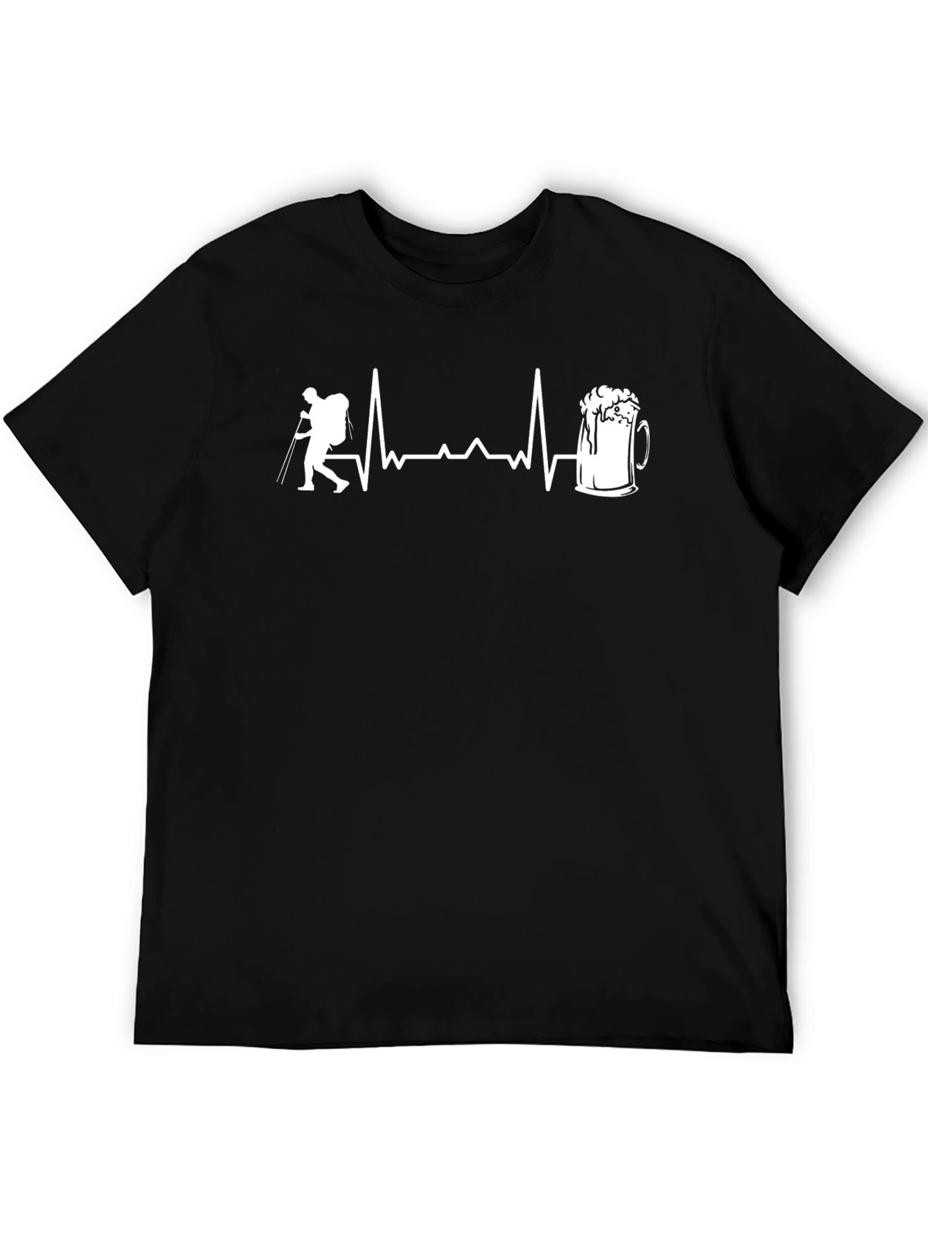 Hiker to Beer Heartbeat Black T-Shirt