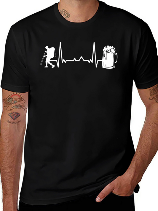 Hiker to Beer Heartbeat Black T-Shirt