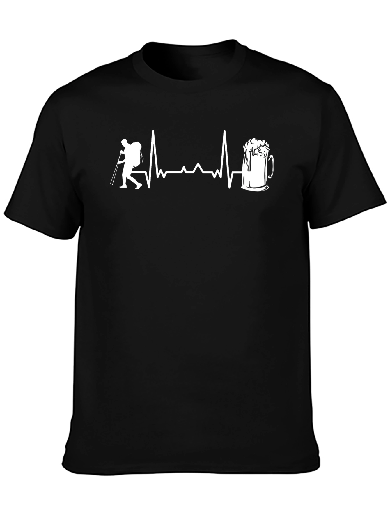 Hiker to Beer Heartbeat Black T-Shirt