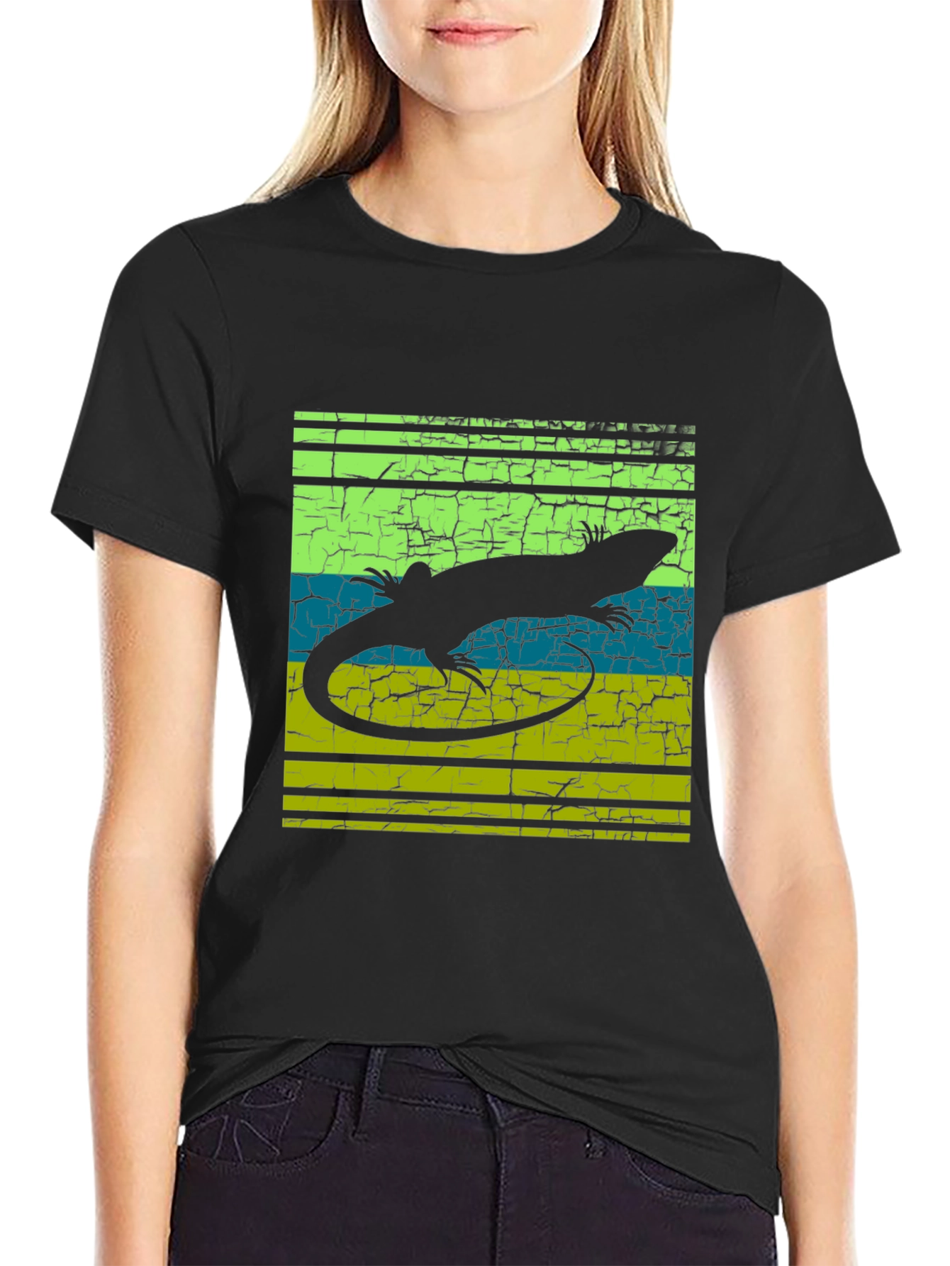 Lizard Silhouette Graphic Tee - Retro Style