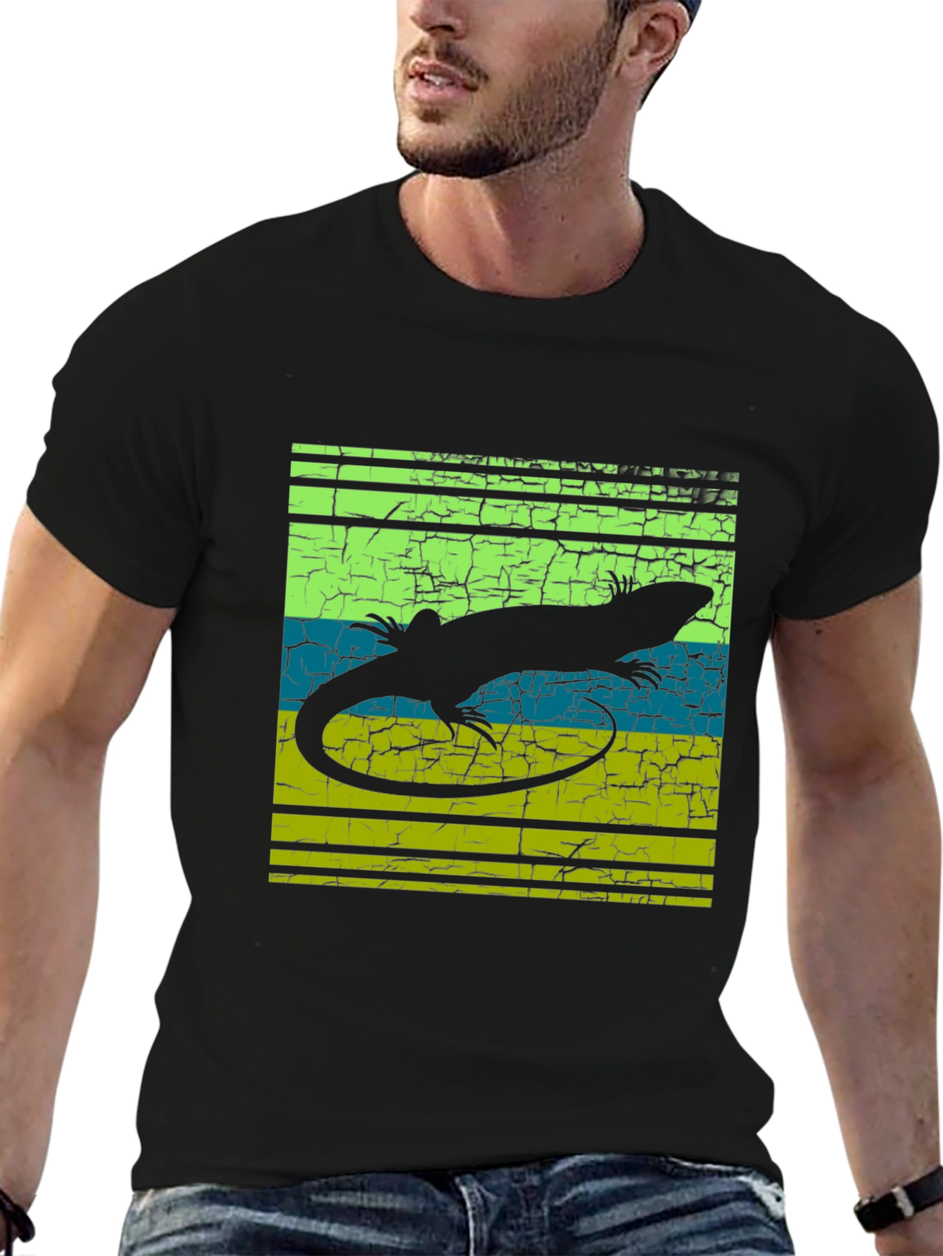 Lizard Silhouette Graphic Tee - Retro Style