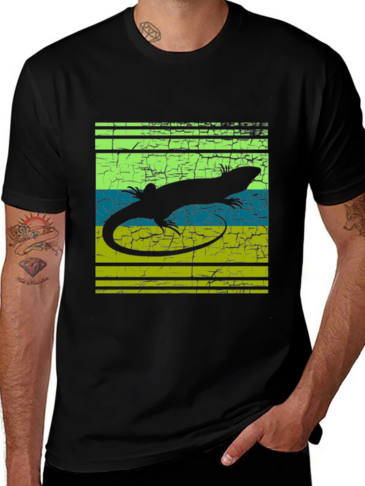 Lizard Silhouette Graphic Tee - Retro Style