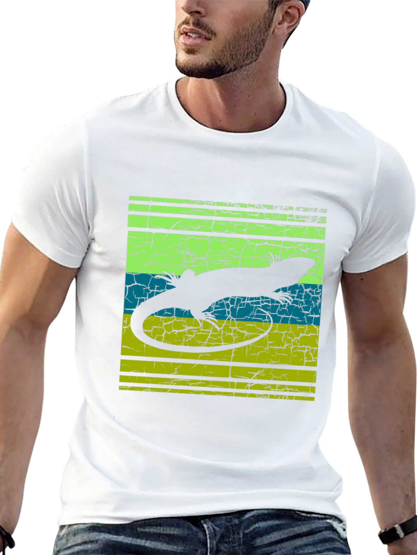 Lizard Silhouette Graphic Tee - Retro Style