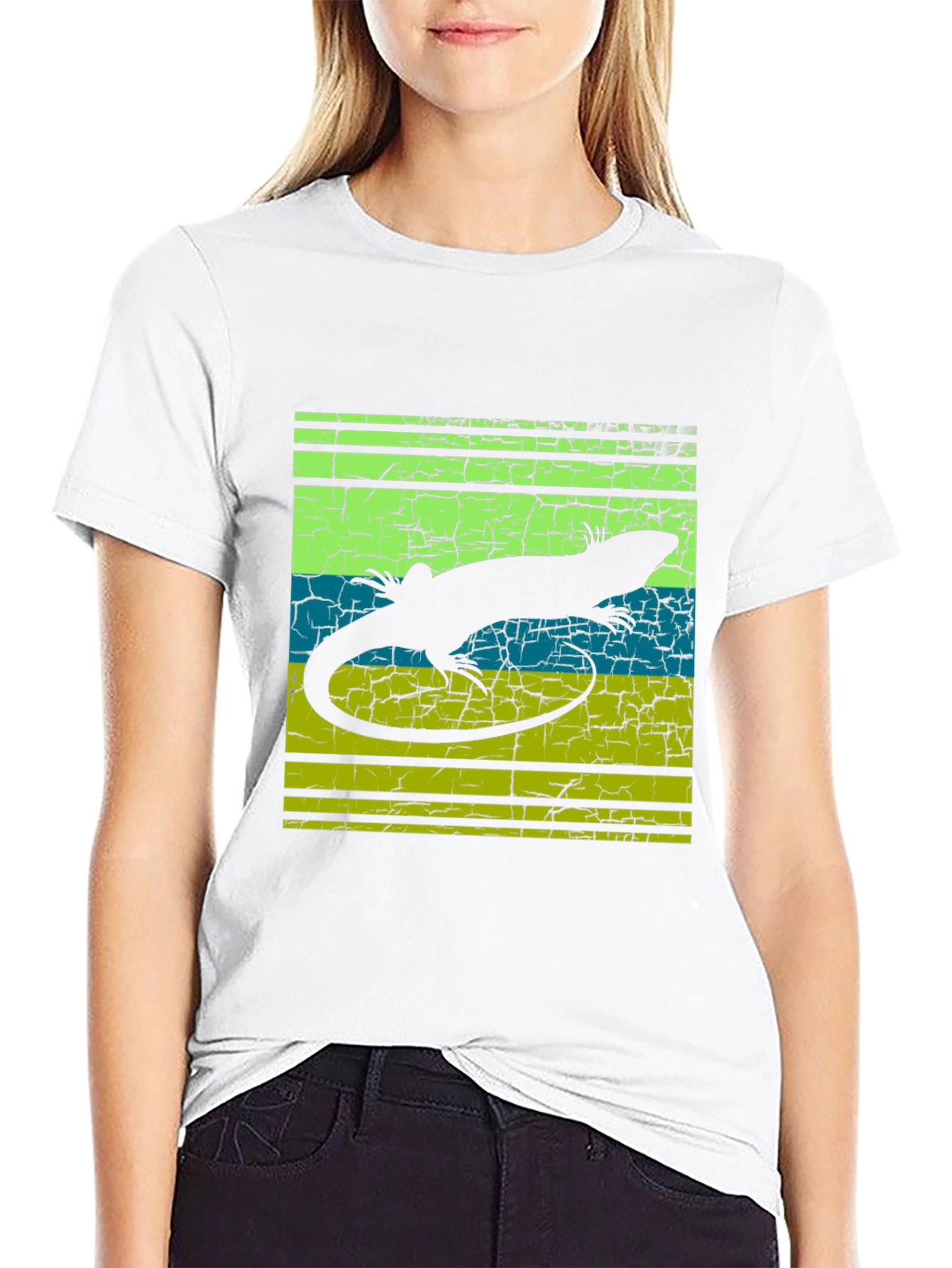 Lizard Silhouette Graphic Tee - Retro Style