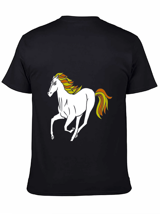 Black Horse Graphic Tee - Mens Casual Shirt