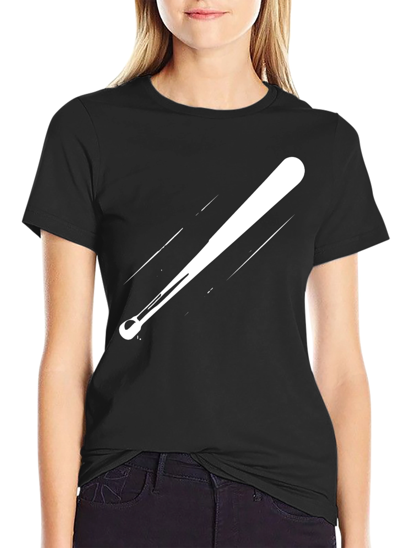 Black Baseball Bat Graphic Tee - Sporty Style