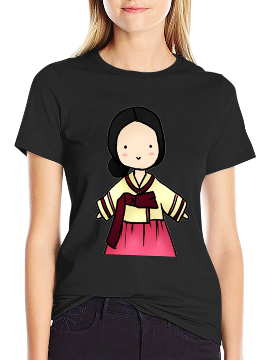 Hanbok Doll Graphic Tee - Cute Korean Dress Shirt