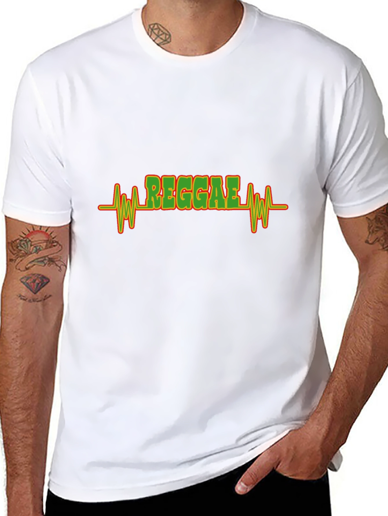Reggae Heartbeat Graphic T-Shirt - Black