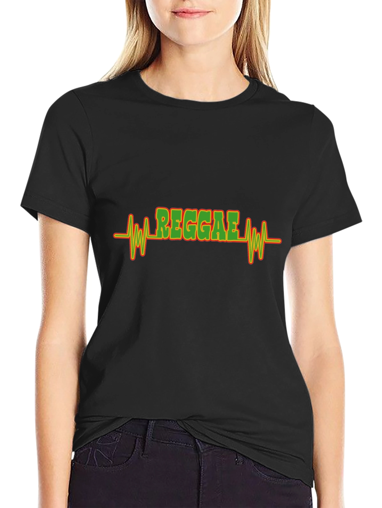 Reggae Heartbeat Graphic T-Shirt - Black