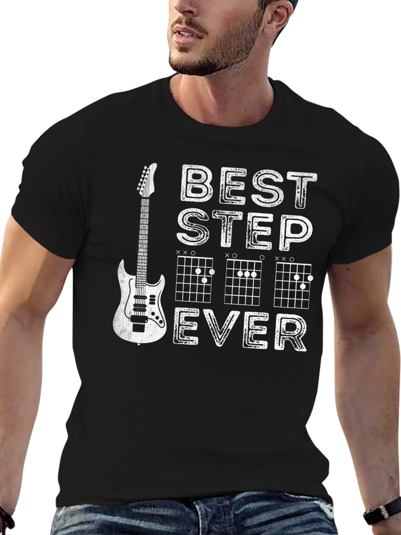 Best Stepdad Ever Guitar Chord Graphic T-Shirt