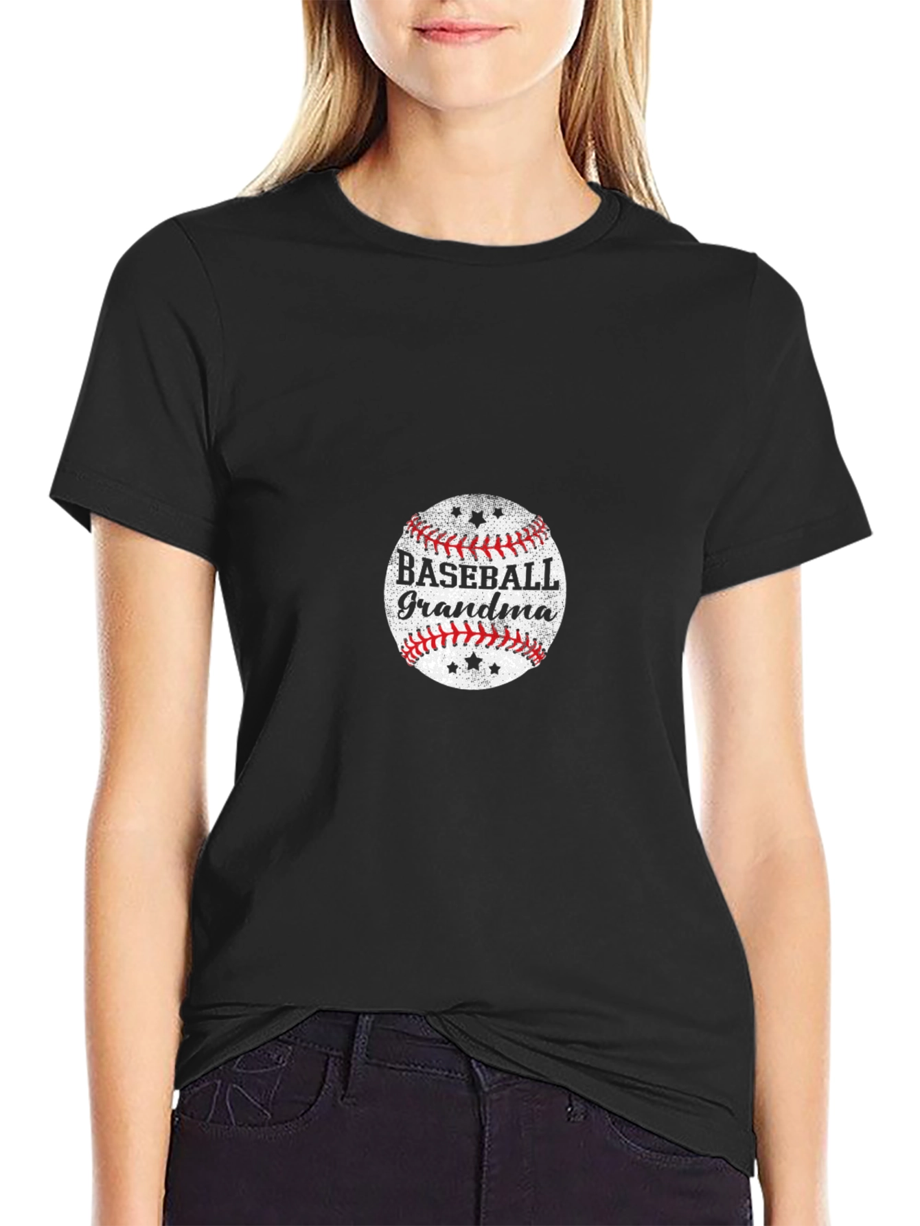Baseball Grandma Graphic T-Shirt - Black
