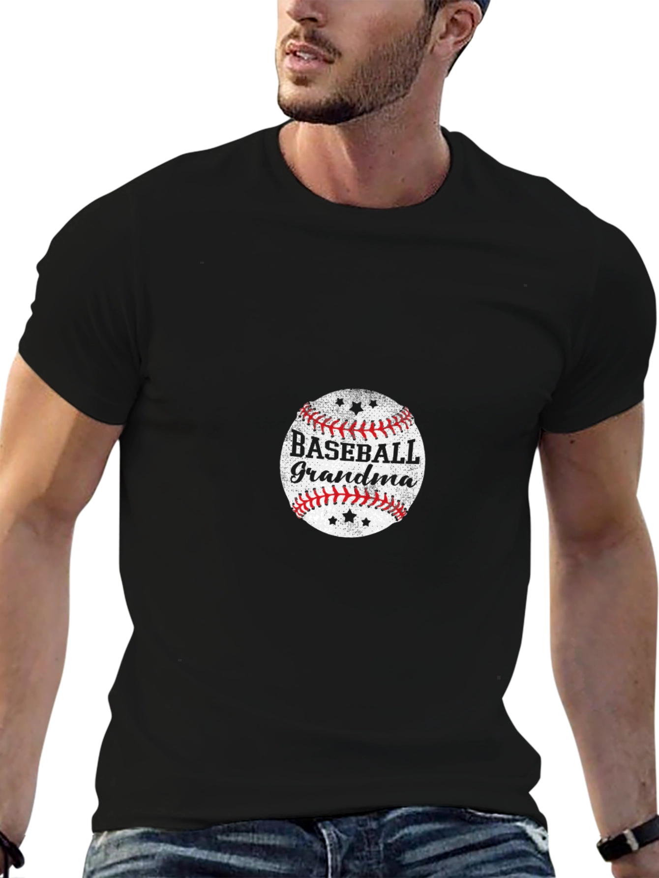 Baseball Grandma Graphic T-Shirt - Black