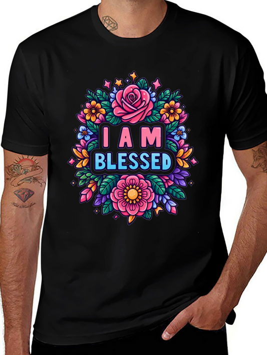 I AM BLESSED Floral Graphic T-Shirt
