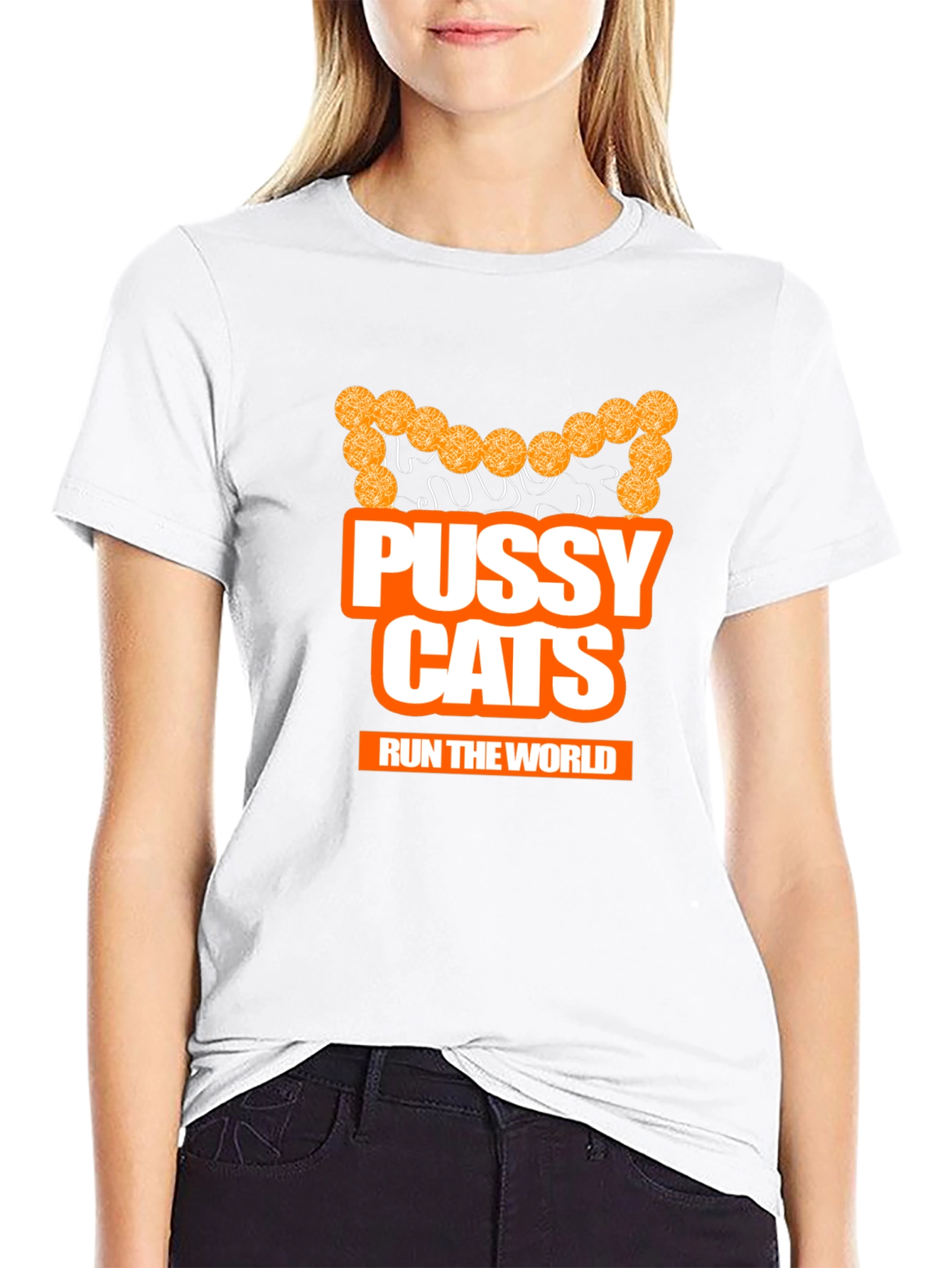 Pussy Cats Run The World Black Graphic T-Shirt