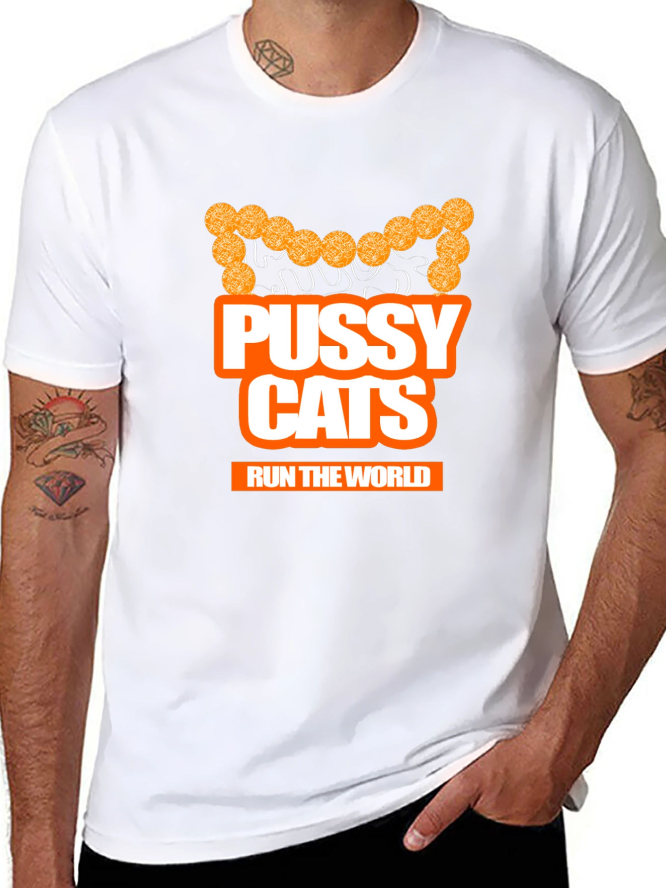 Pussy Cats Run The World Black Graphic T-Shirt