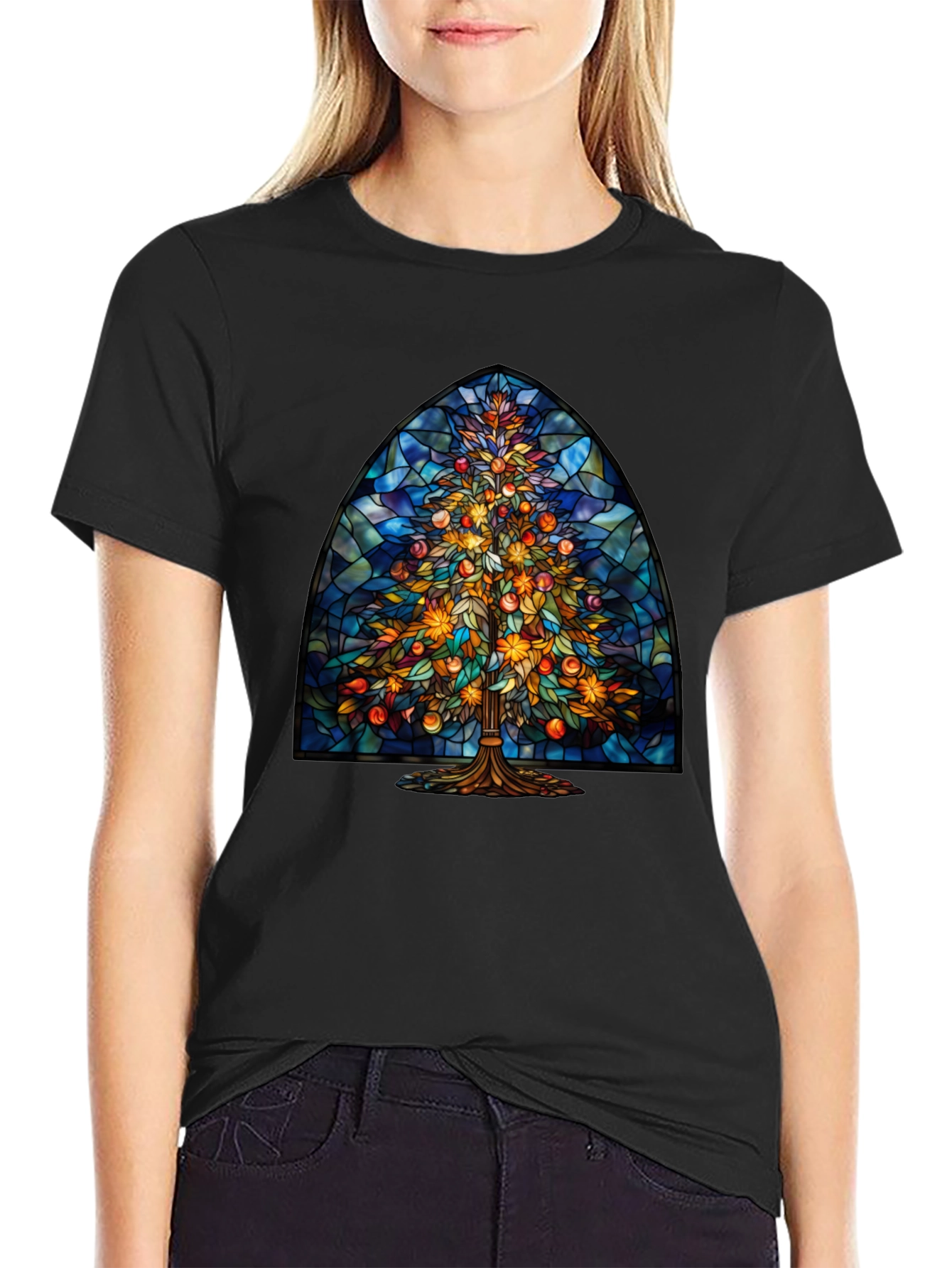Stained Glass Christmas Tree Tee