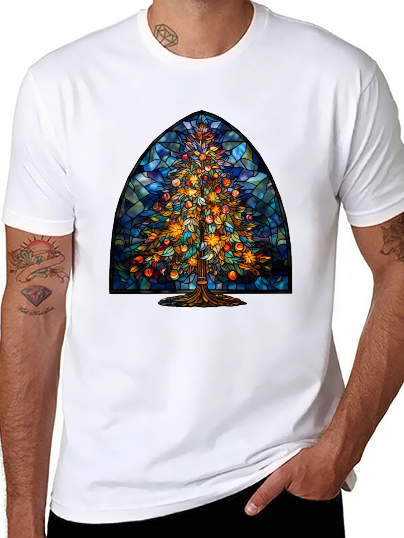 Stained Glass Christmas Tree Tee