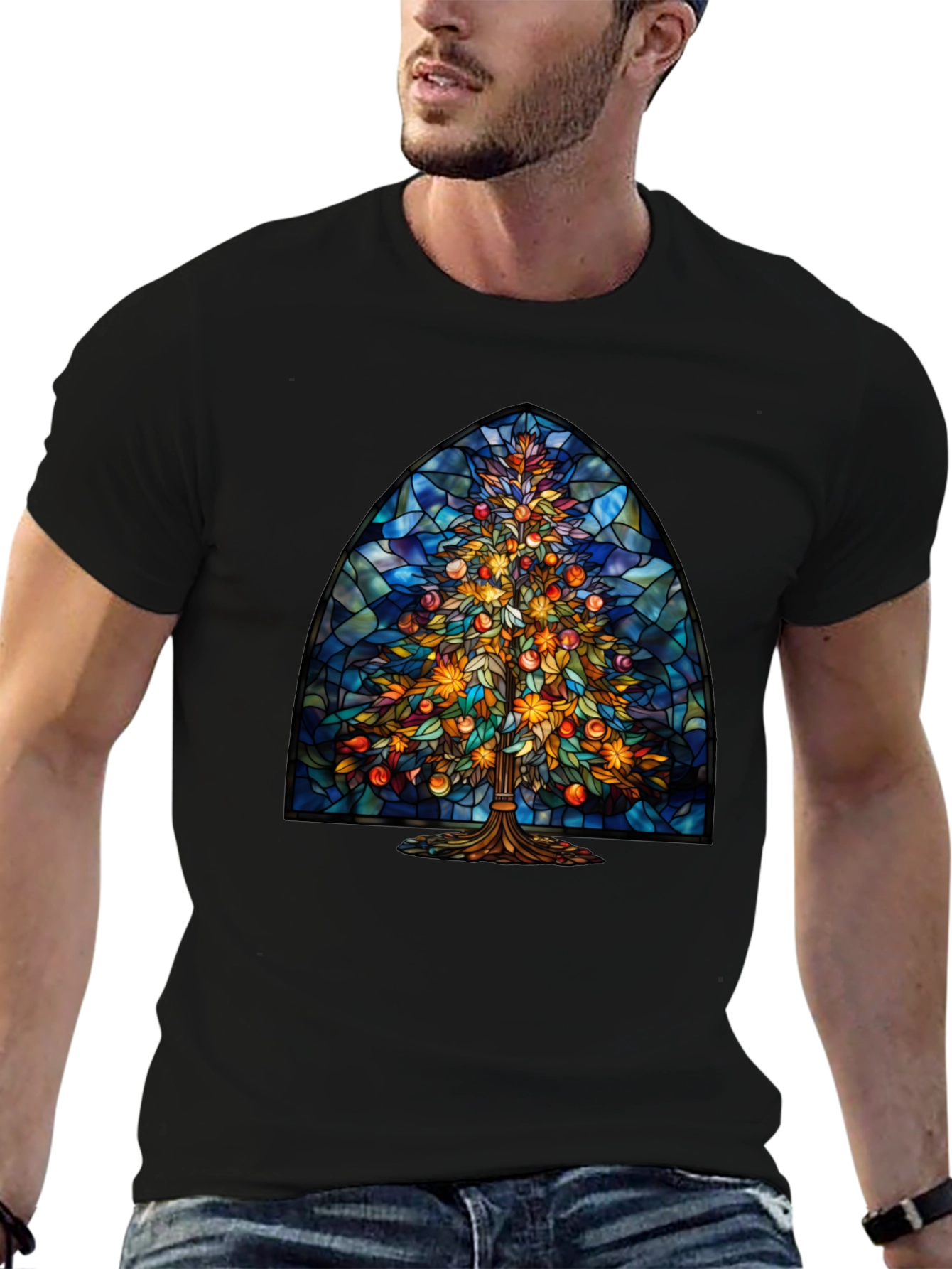 Stained Glass Christmas Tree Tee