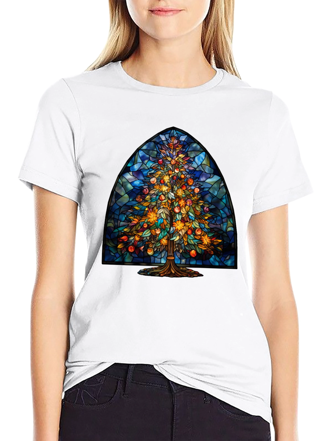 Stained Glass Christmas Tree Tee