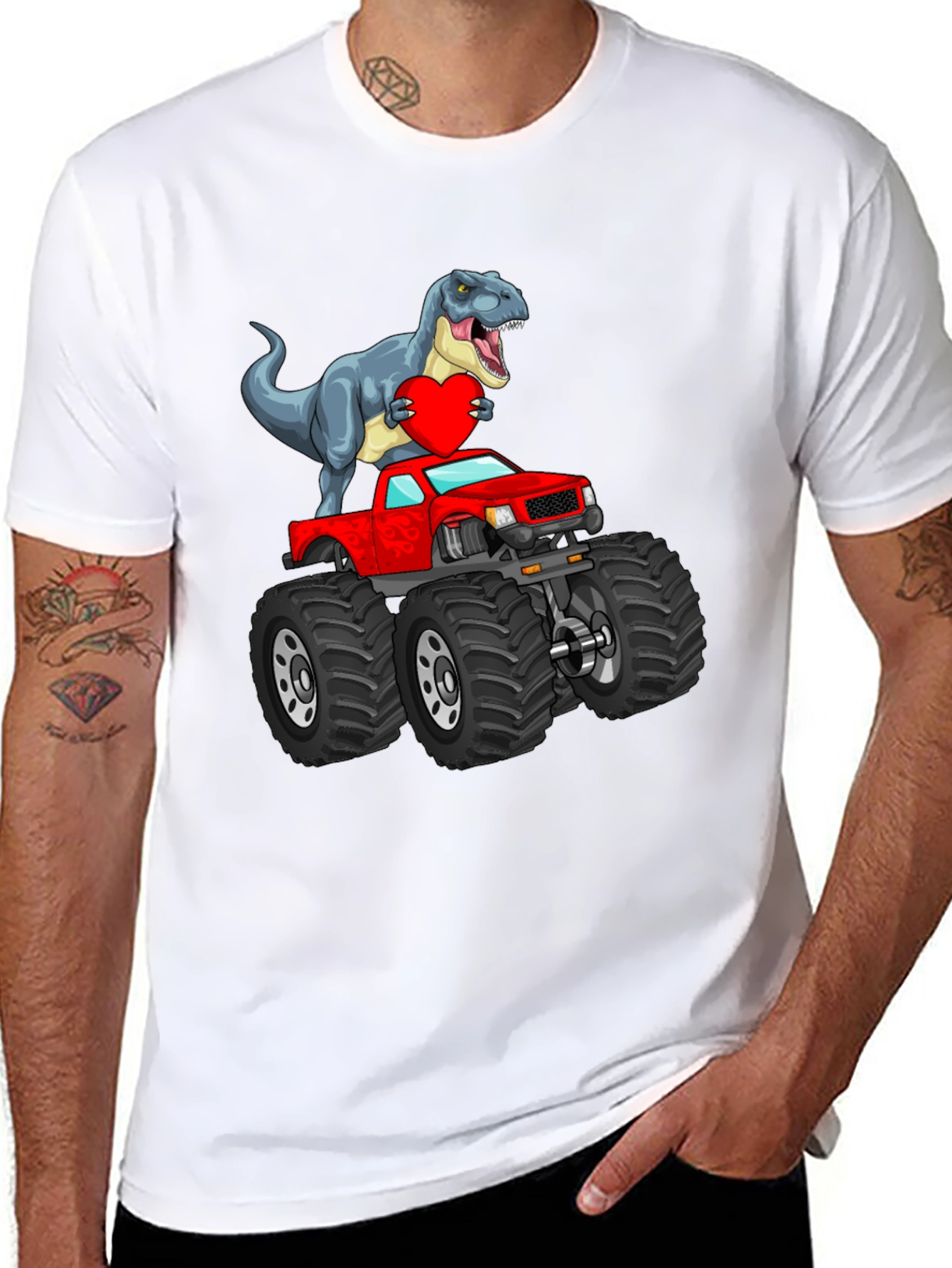 Dino Monster Truck T-Shirt - Valentines Day Gift